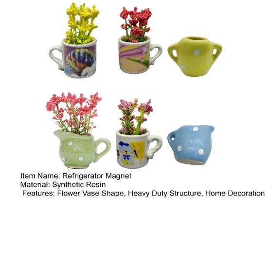 6/8Pcs Mini Ceramic Vase Refrigerator Magnet Home Office Kitchen Locker Fridge 3D Miniature Flower Vase Magnetic Decoration Ornament