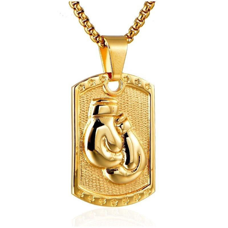 Mens Stainless Steel Boxing Gloves Pendant Fashionable Hip Hop Punk Rock Necklace