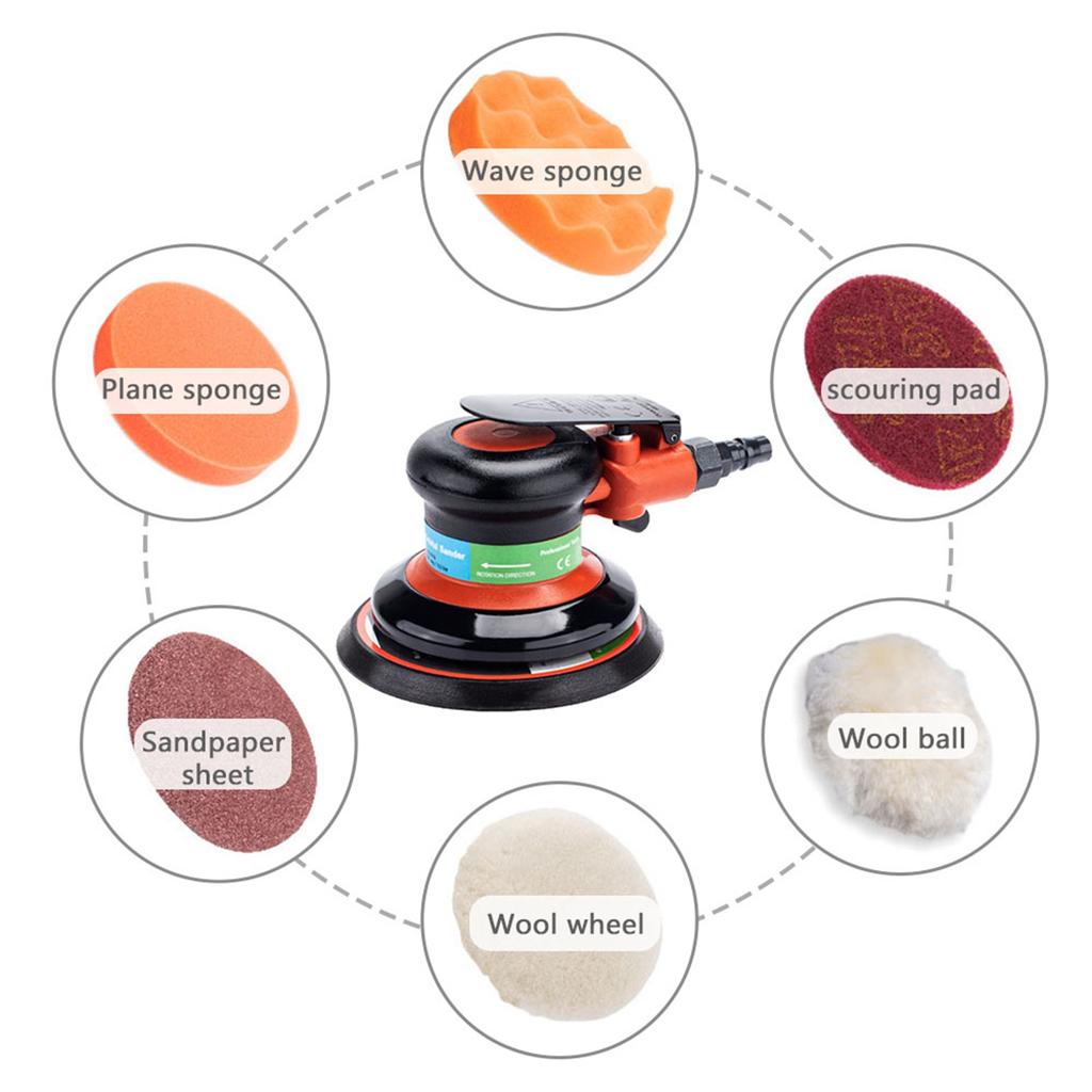 Pneumatic Sander Random Orbital Sander Pneumatic Palm Car Sanders Polishing Sanding Removal for Car Wall Wood Paint 12000rpm 1Celsius4in Inlet 0.6