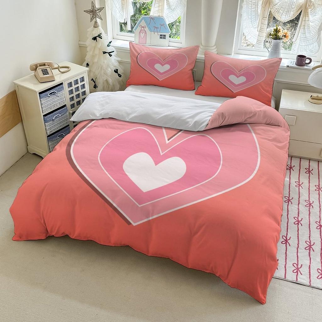 Comforter Love Heart Bedding Set 3D Printed Soft Single Twin Size Home Decor Cute Birthday Gift For Girls
