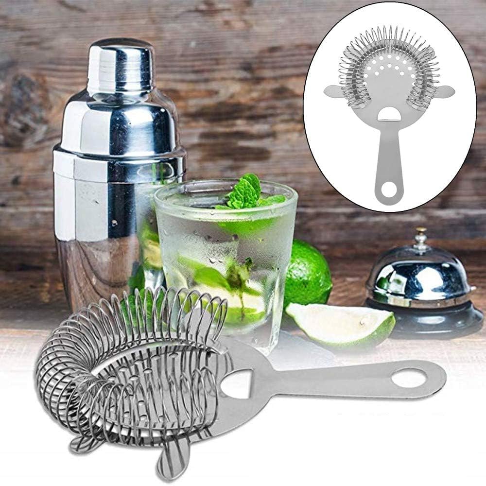 2 Pack of Cocktail Strainer Stainless Steel Bar Cocktail Strainer Filtering Tool for Bar Restaurant Home