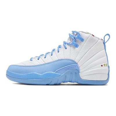 Air 12 Retro GS Emoji Kids Sneakers White University-Blue Lemon-Venom DQ4365-114