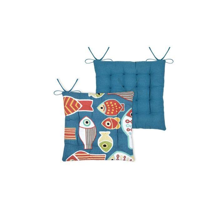 Galette de chaise marine 38x38 cm Colorfish