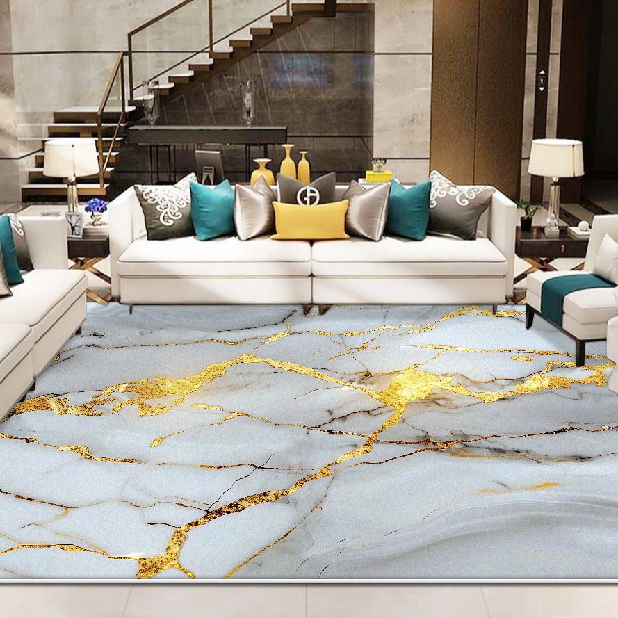 Marble Style Rugs for Living Room Easy Clean Abstract Decoration Carpet Non-slip Sofa Area Floor Mat Bedroom Cloakroom Door Mats