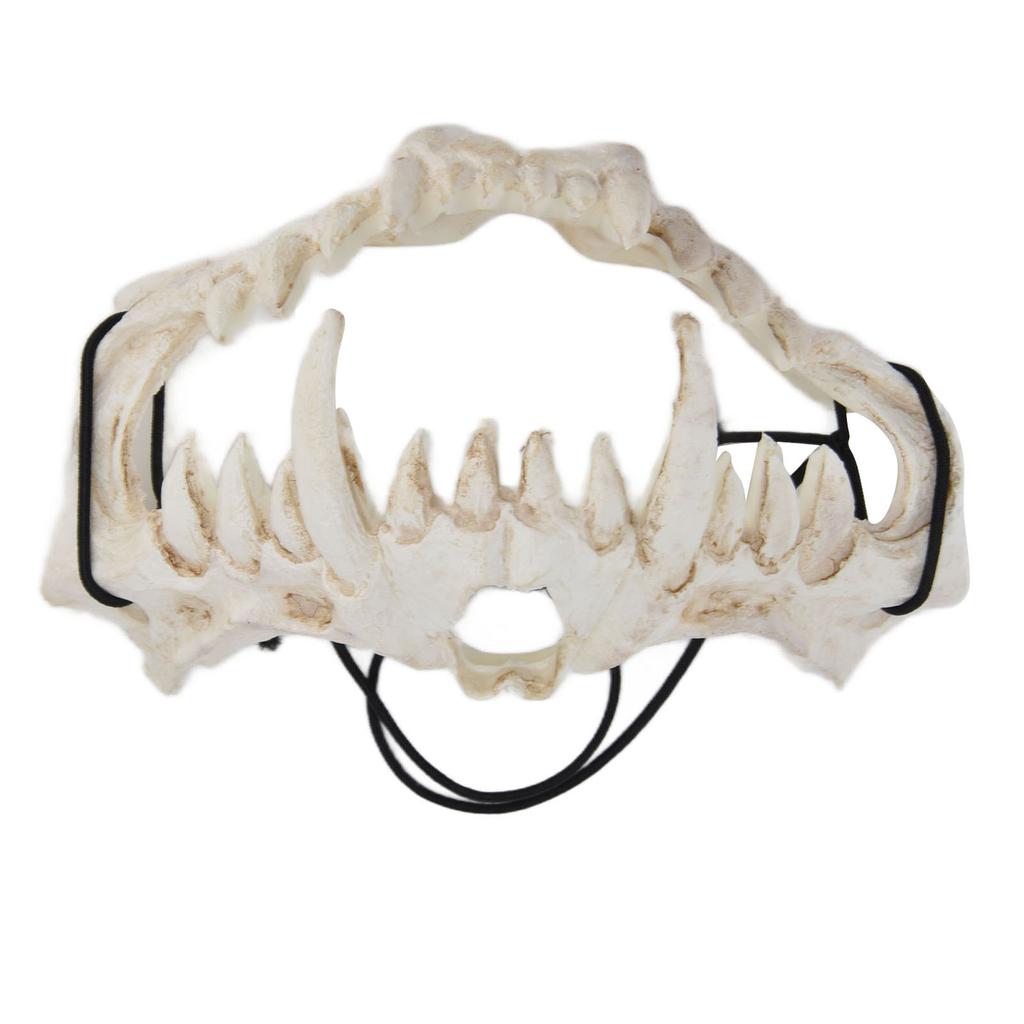 Skull Mask Latex Tiger Tooth Type Durable Waterproof Adjustable Scary Mask for Party Festival