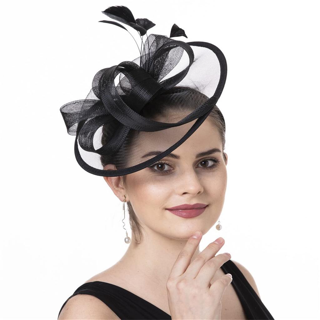 Feather Headpiece Breathable Fascinator Hat With Headbands and Clip For Themed Event Cocktail Wedding Costumes