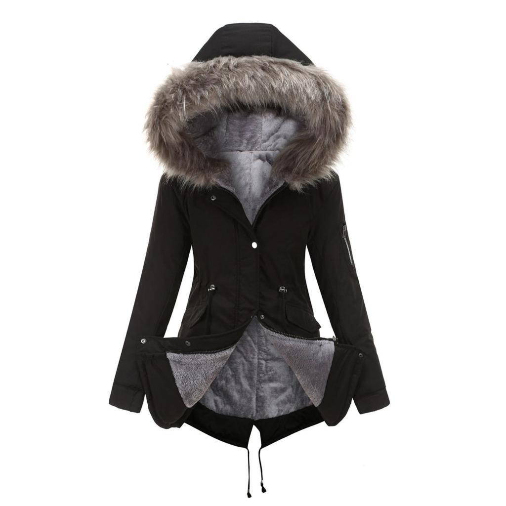 Cappotto Parker con Collo Cappuccio Cotone Cappotto con Cerniera Lunghezza Media Inverno Caldo e Soffice Cappotto con Giacca di Cotone
