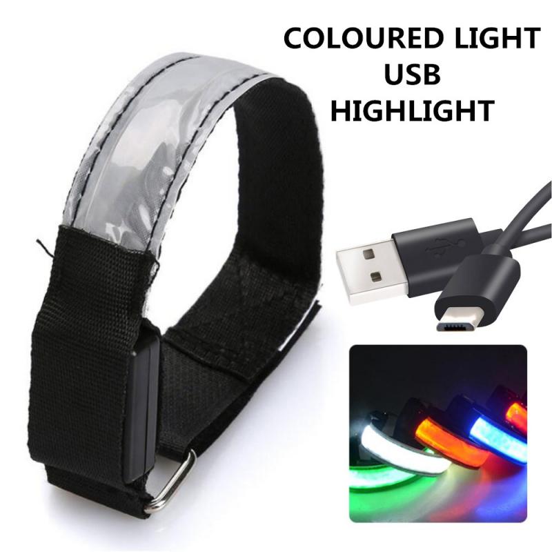 USB LED Luminous Night Running Cycling Armband Bracelet Night Glow Reflective Safety Belt Outdoor Sports Fluorescent Arm Band