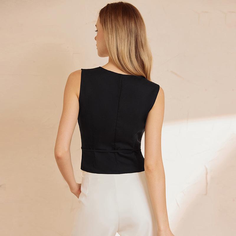 Gilet d'été décontracté pour femmes européennes et américaines - Nouveau style, élégance Old Money, 250272