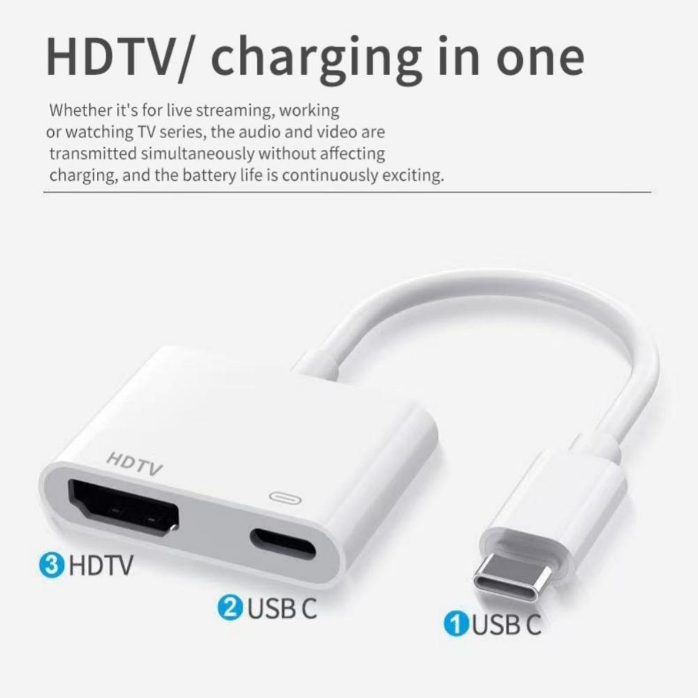 2 In 1 High - Definition 4K 30HZ/60HZ Sync Screen Connector Type - C Adapter for iPhone 16 TV Monitors Projector Digital Adapter