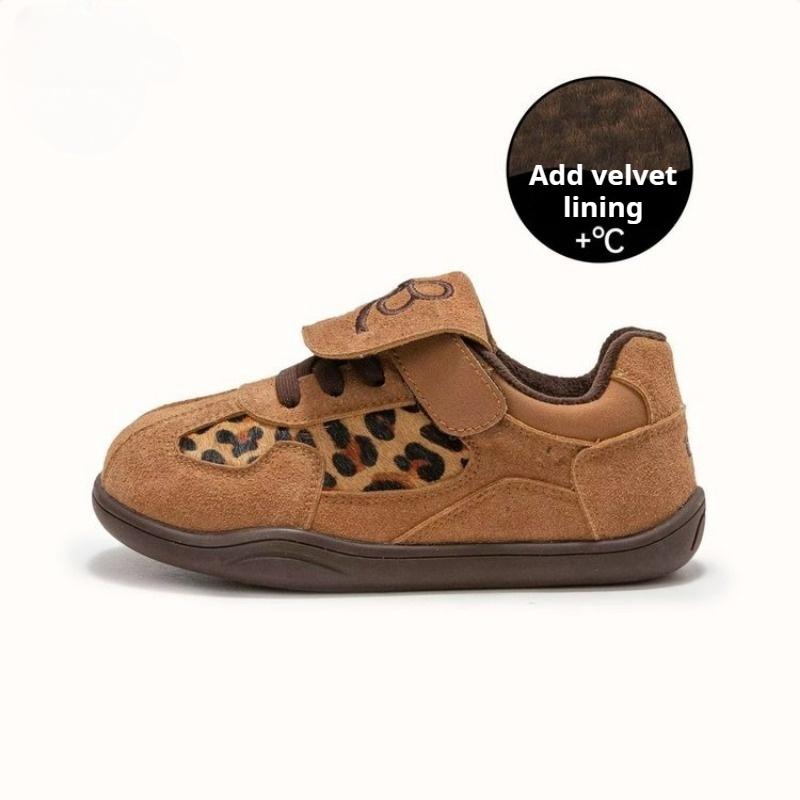 

Детская легкая спортивная обувь, кроссовки с леопардовым принтом для девочек, бархатные немецкие тренировочные туфли для мальчиков 33
