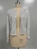 Giacca da Donna Moda Primavera 2025 con Paillettes e Collo Alto - Corta, Versatile ed Elegante.
