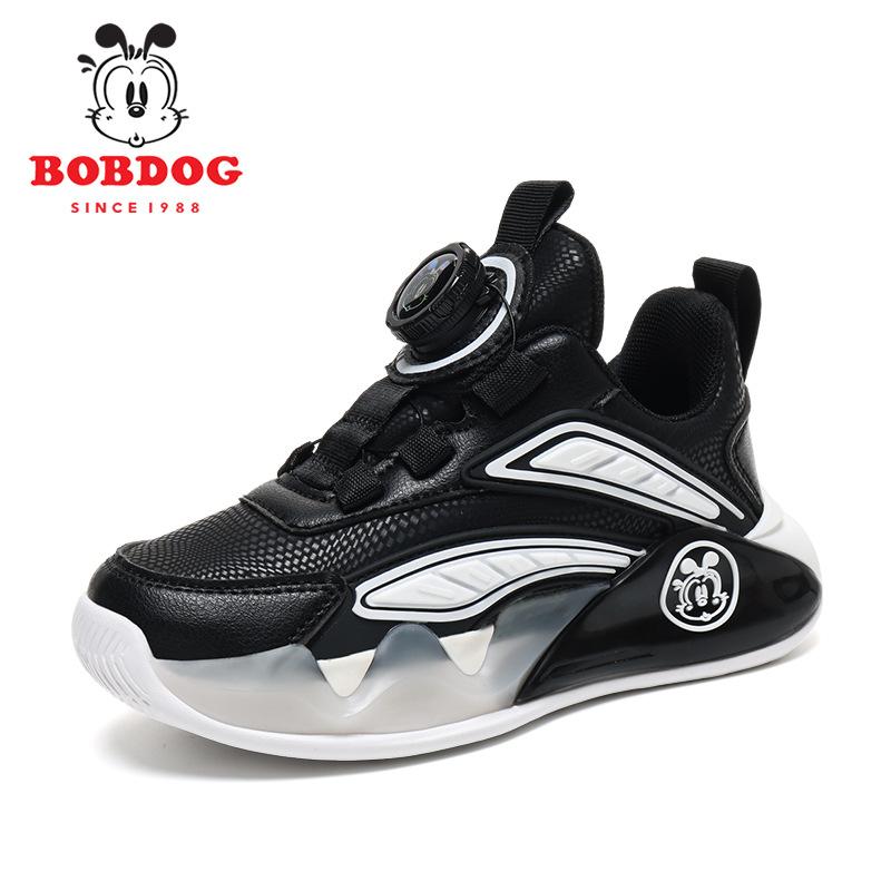 Babu Bean Girls Shoes Leather Surface Autumn and Winter New Children's Sports Shoes Non-slip Soft Sole Medium and Elderly Light Running Shoes