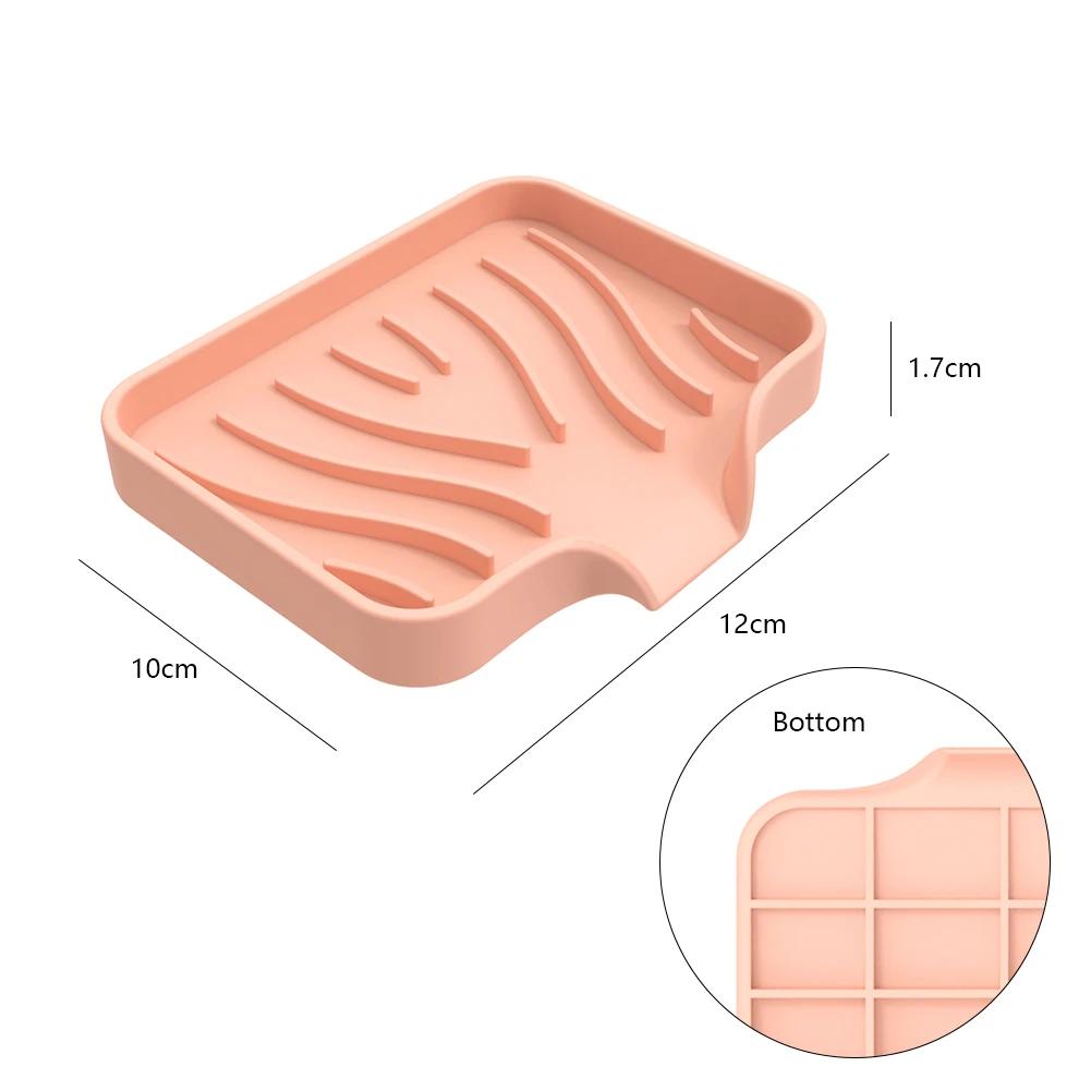 צלחת סבון סיליקון לאמבטיה לניקוז עצמי מחזיק לסבון מוצק צלחת סבון לכיור מטבח משטח ניקוז לספוגית מתקן סבון למשטח