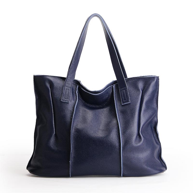 First layer cowhide large-capacity portable tote bag, high-end sense versatile fashion women's genuine leather shoulder bag