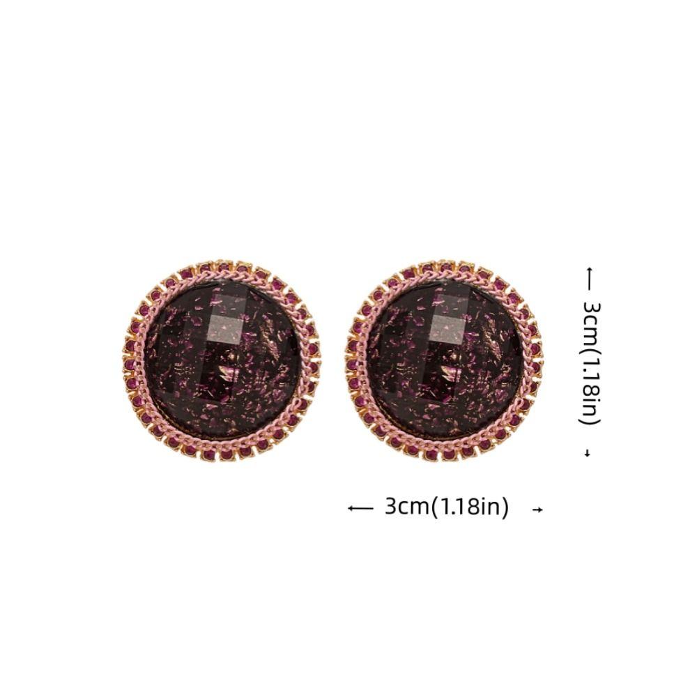 Geometry Round Shape Earrings Elegant French Style Earrings Sweet Vintage Purple Earrings  Women