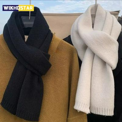 Winter Thermal Knitted Scarf Unisex Solid Color Neck Shawl Wrap Warm Windproof Solid Color Women Men Fashion Motorcycle Scarfs