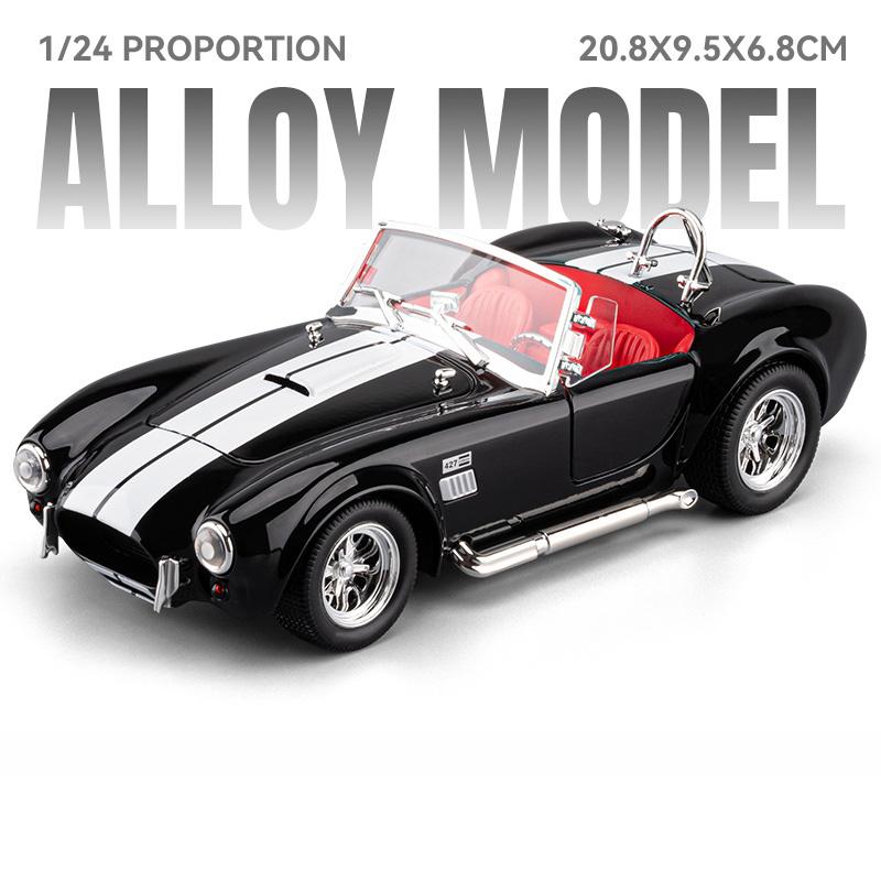 1/22 Ford Shelby Cobra 427 S/C Alloy Roadster Sports Car Model Diecast Metal Classic Retro Vehicle Car Model Sound Light Kid Toy Gift
