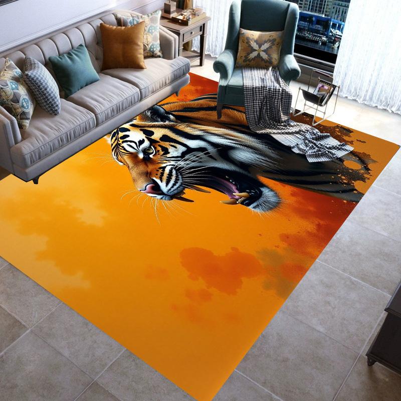 Large Area Rugs Non Slip Animal Tiger Pattern Carpet Living Room Sofa Kitchen Entrance Doormat Hallway Balcony Floor Mat