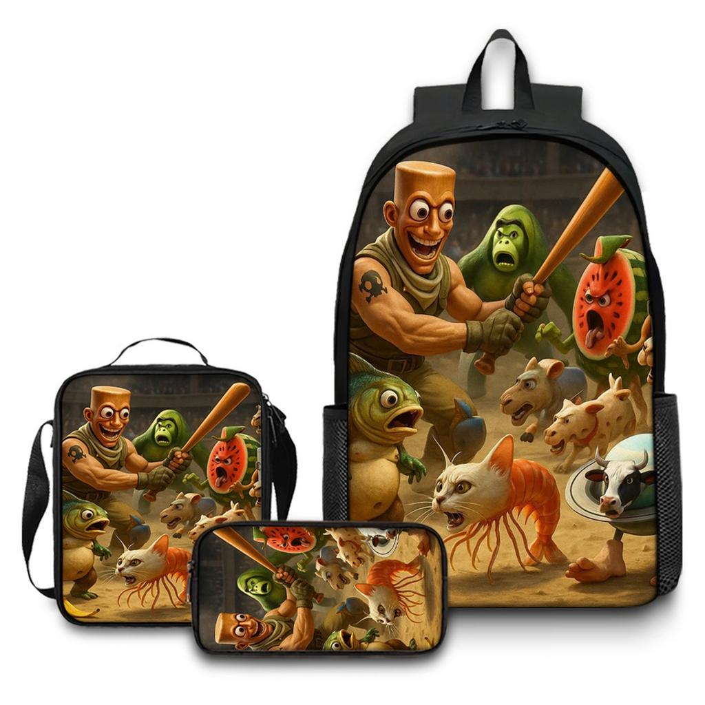 Cartoon Printing Casual Shoulder Bag Junior High School Students Large Capacity Backpacks