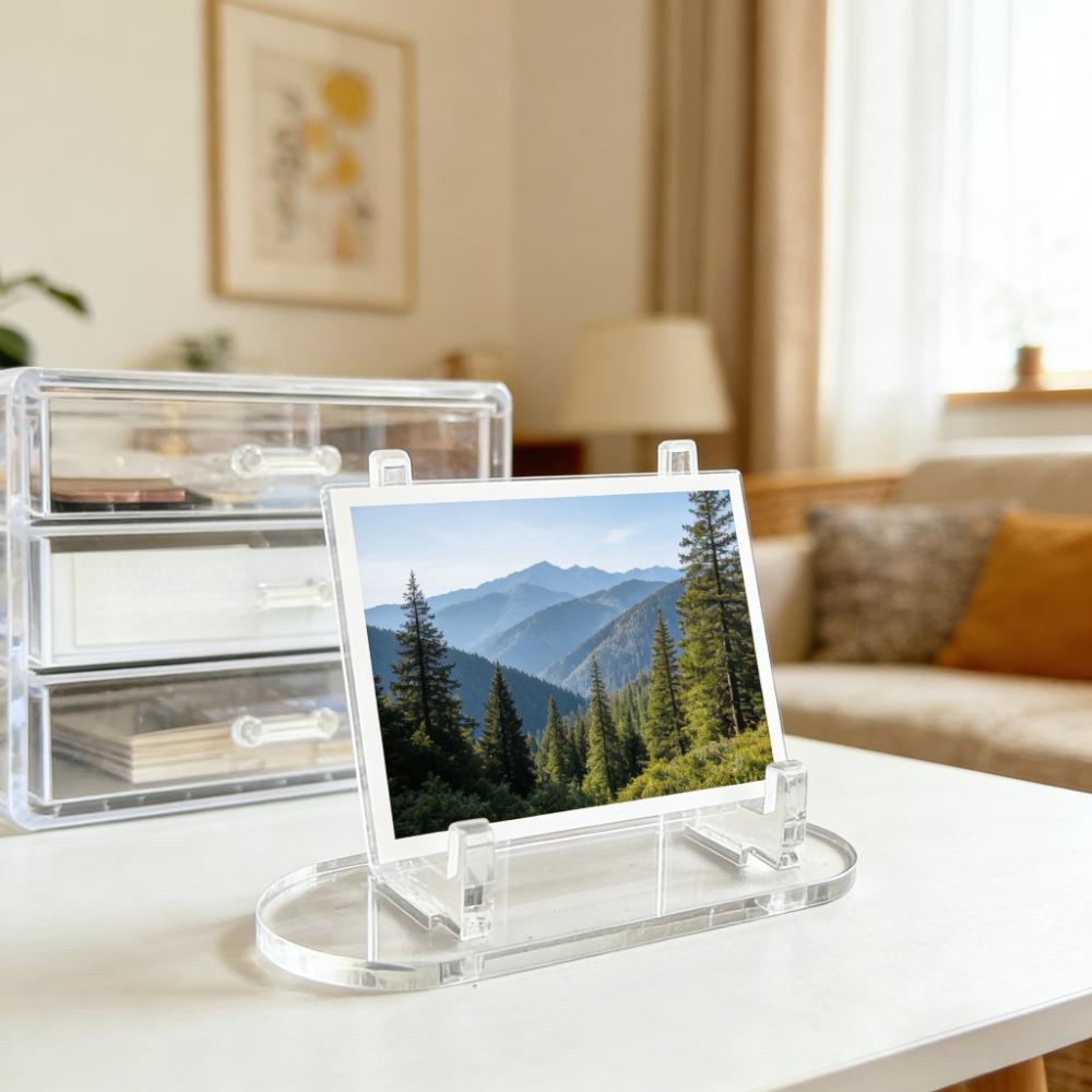 Clear Acrylic Display Stand Practical Easel Design Desktop Organizer For Cards, Badges, Mini Collectibles & Photos Display