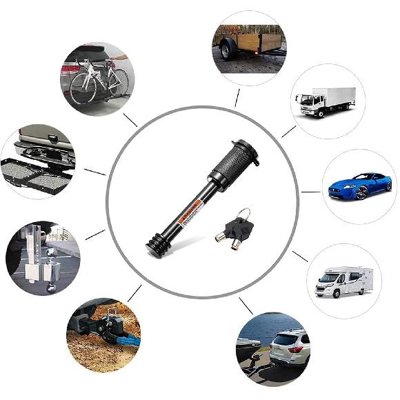 CZC AUTO Hitch Receiver Pin Lock, Trailer Receiver Lock With 5/8" Pin For Class III IV 2" And 2-1/2" Receiver, For Hitch Bike Rack Tray Ball Tow Rope