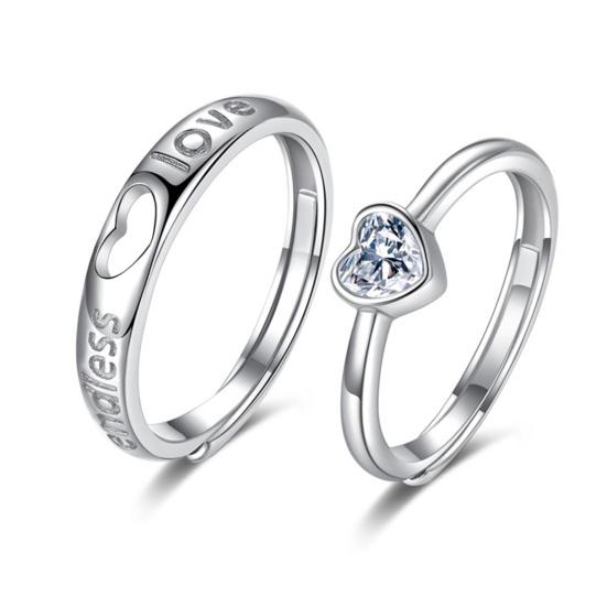 Paar Knöchelring Set Strass Herzform Öffnung Passendes Paarring Set Geburtstagsgeschenk