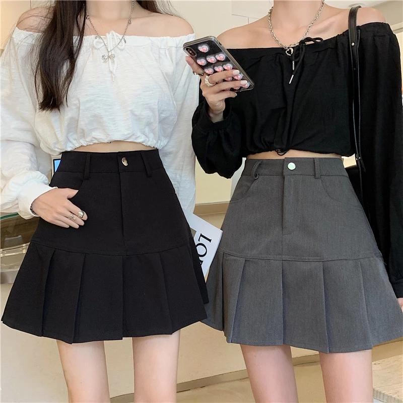 High Waist Patchwork Pleated Skirt Women's Pleated Skirt Anti-slip Suit Skirt