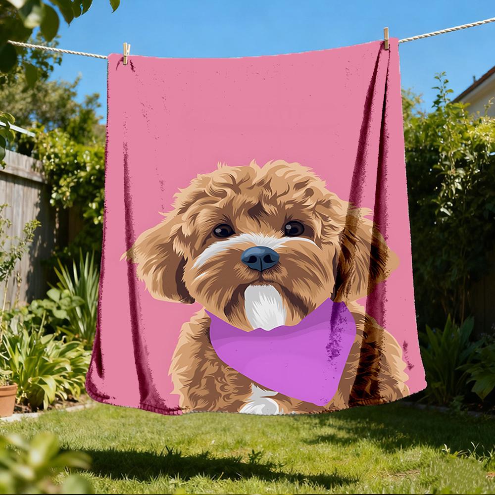 

1pc Doodle Bandana Outdoor Flannel Blanket , Machine Washable Perfect Gift for Birthday , Holiday Travel Accessory , Durable Material 80x120cm