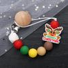 Silicone christmas Beads Pacifier Clips Wood Chew Dummy Chain Holder Infant Soother Chains Nipple Holder Baby Teething Toy Gifts