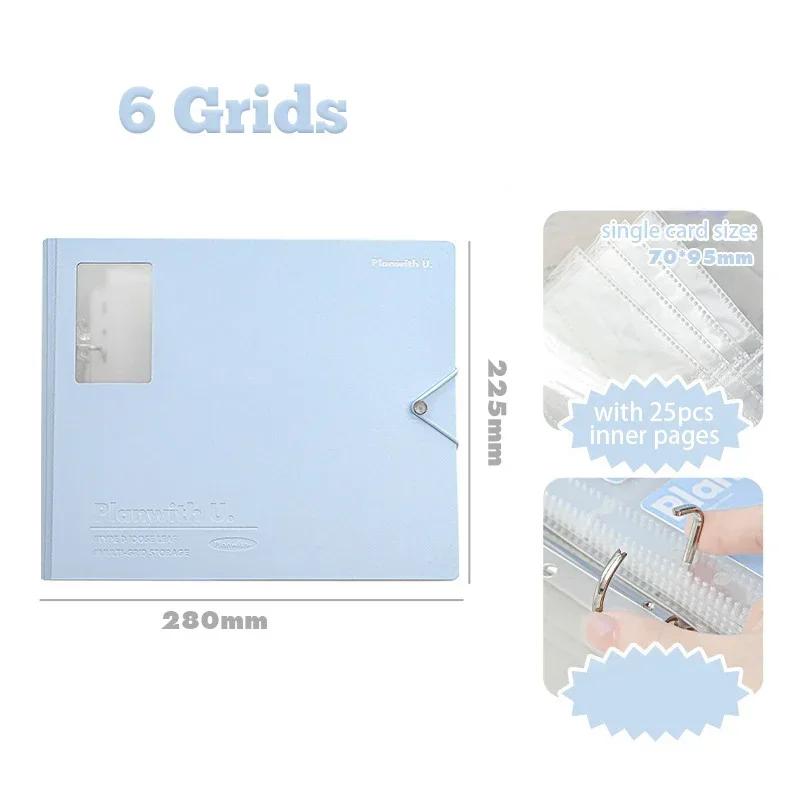 Kawaii Kpop Photo Card Binder 3 Inch Idol Photocard Album with 4/6/9 Grid Slots Capacity Pvc Storage Book for Korean Idol Cards