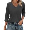 Women's V Neck 3/4 Sleeve Tops Casual T Shirts Basic Summer Tees Loose Fit Fall Pullover Tunic