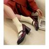 Mrs. Daisy~! New Square Head French Patent Leather One-word Buckle Thick Heel Mary Jane Shoes Girls High Heel Single Shoes