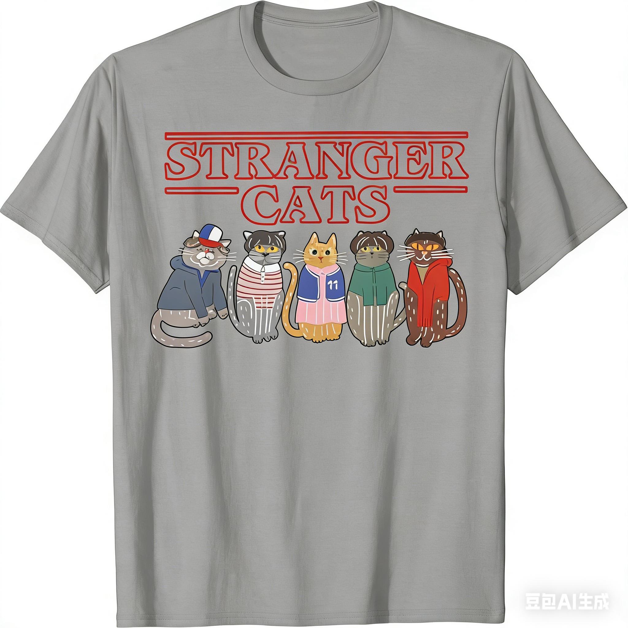 

Unisex Women Oversized Crew Neck TShirt Stranger Cats Graphic Tee Characters Soft Casual Shirt for Everyday Halloween Outfits M