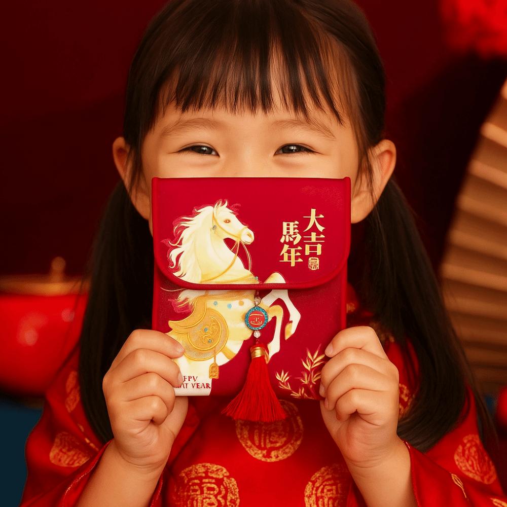 Traditional Chinese New Year Red Envelope Horse Brocade Embroidered Lucky Money Packet Birthday