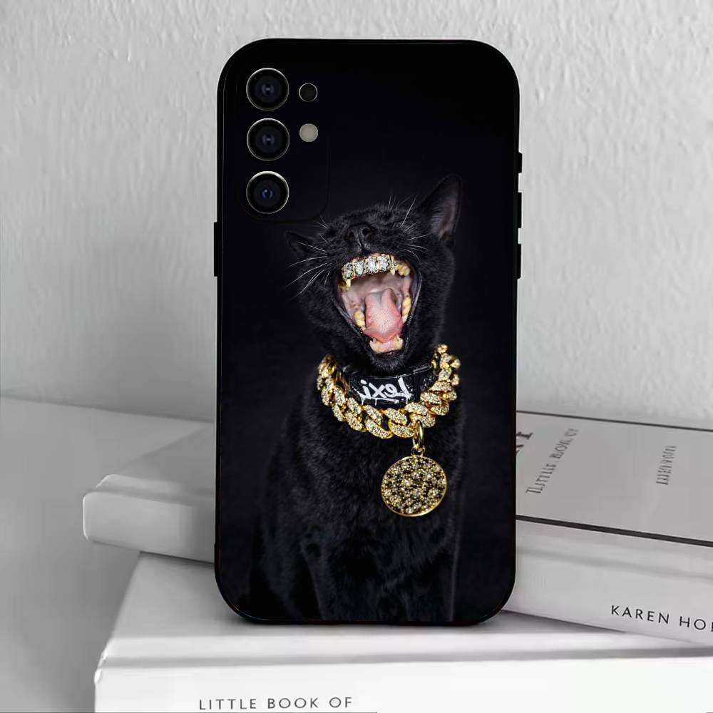 D-Funny Animals  Phone Case Black Silicone Soft For Samsung S25,S24,S21,S22,S23,S30,Ultra,S20,Plus,Fe,Lite