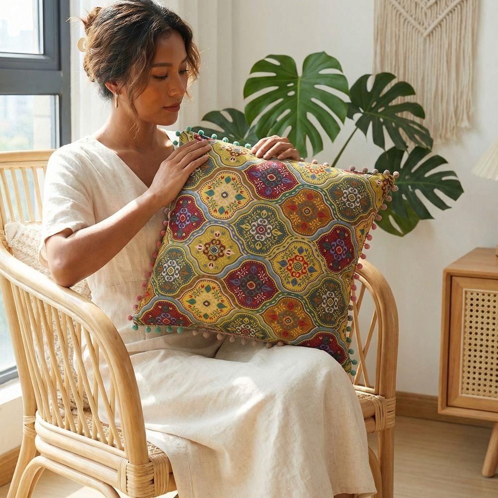 Retro Ethnic Style Cushion Super Soft Throw Pillows Household Decorative Cushion  Living Room Decor