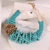New Bohemian Turquoise Necklace Original Design Exaggerated Women's Collarbone Chain Multi-layer Bead Necklace