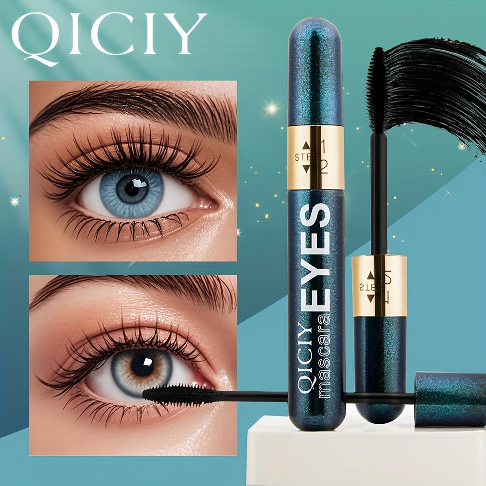 Mascara 4D in Fibra per Ciglia 2-in-1 Curvante e Allungante, Super Waterproof, Volumizzante Nero, Trucco Cosmetico a Tenuta Perfetta
