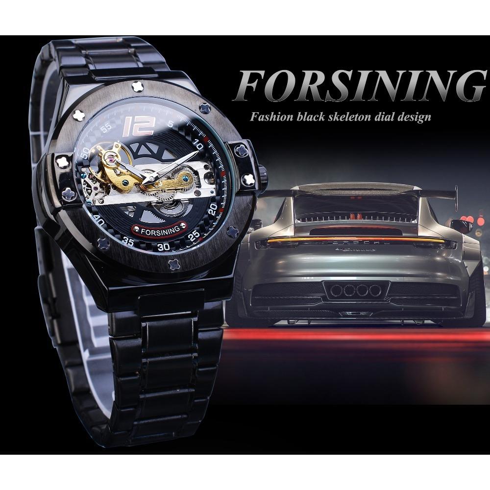 Forsining Men's Fashion Casual Waterproof Tourbillon Automatic Mechanical Watch GMT1157-4-W