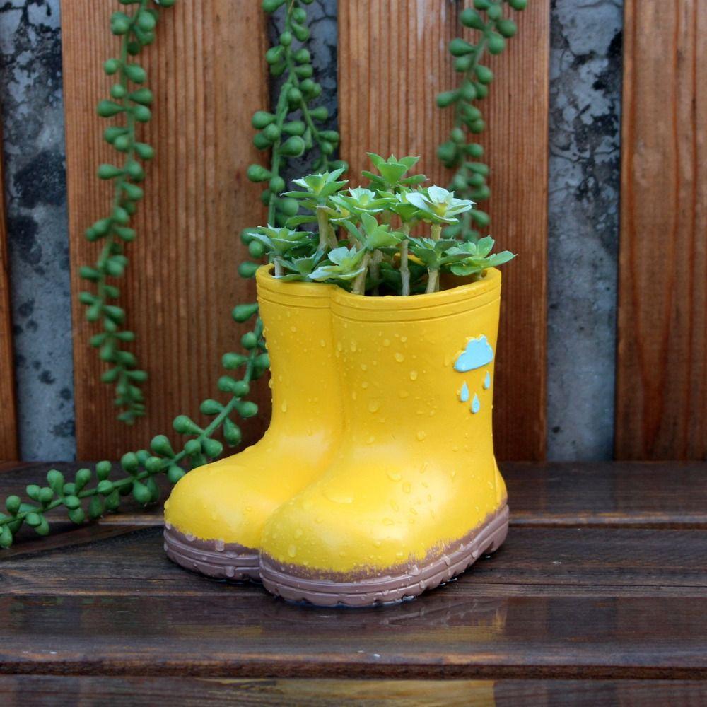 Funny Rain Boot Planter Decorative Hydroponic Flower Holder Flower Pot Landscaping Sculpture