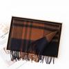 Korean Atmosphere Scarf Autumn and Winter Pure Cashmere Navy Blue Small Plaid Men and Women Warm Scarf Shawl Dual Use