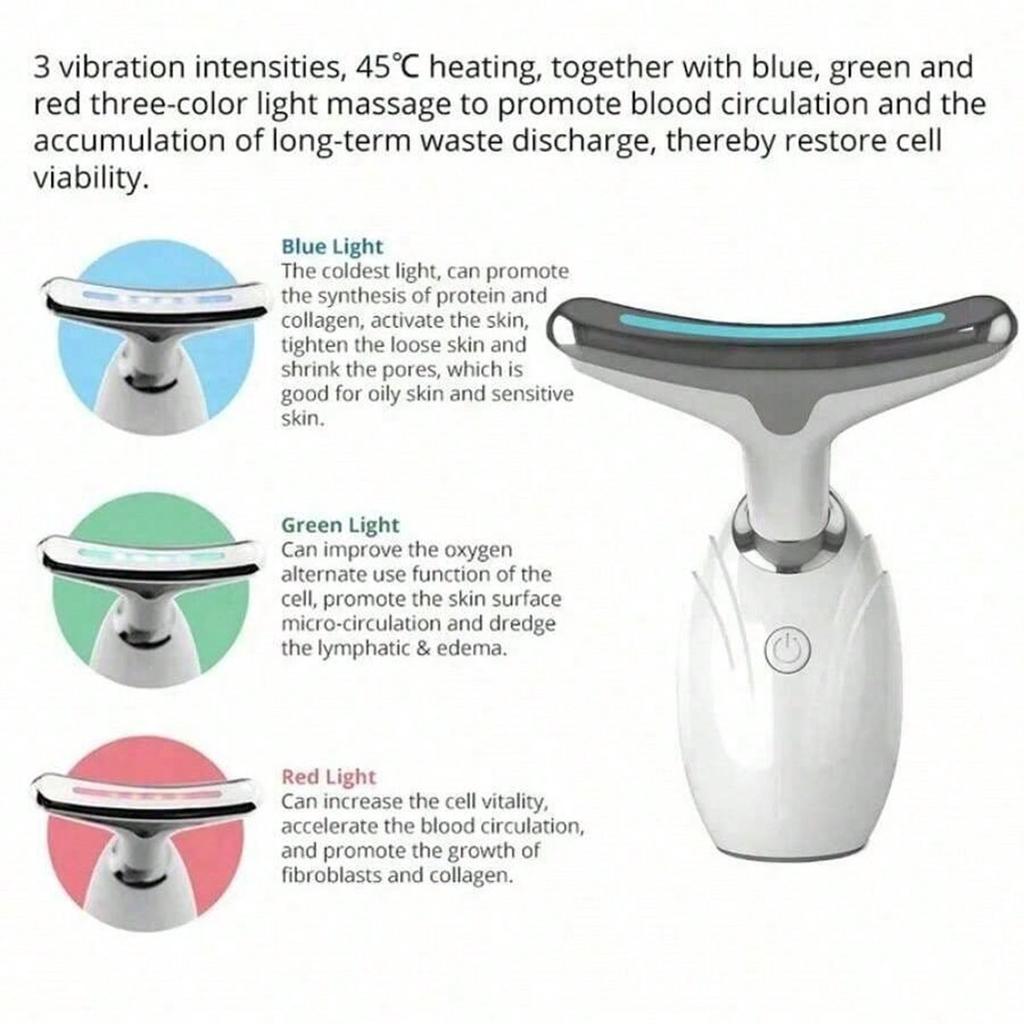 3 Color Neck And Face Massage Device, Multifunction Beauty Instrument, Gift For Women And Mother's Day