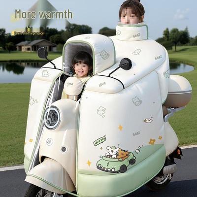 Children's Parent-Child Electric Motorcycle Winter Windshield - Fleece-Lined, Thickened, Waterproof, Full Coverage.
