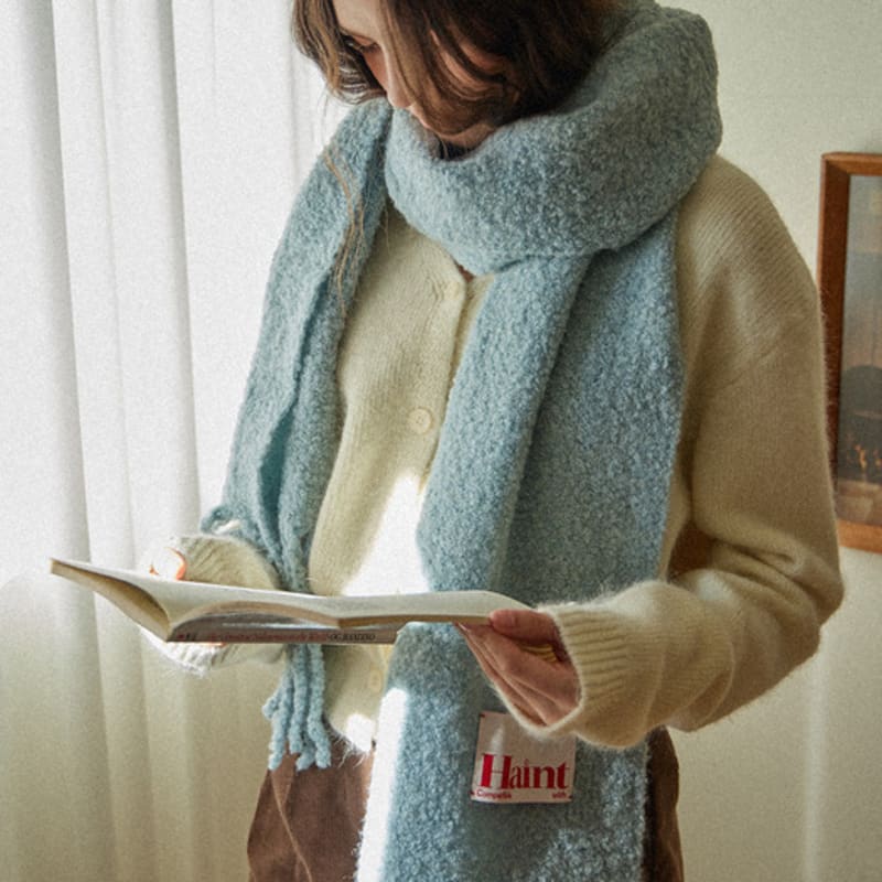 HAINT FLUFFY HEAVY Wool MUFFLER_4COLORS_SKY BLUE