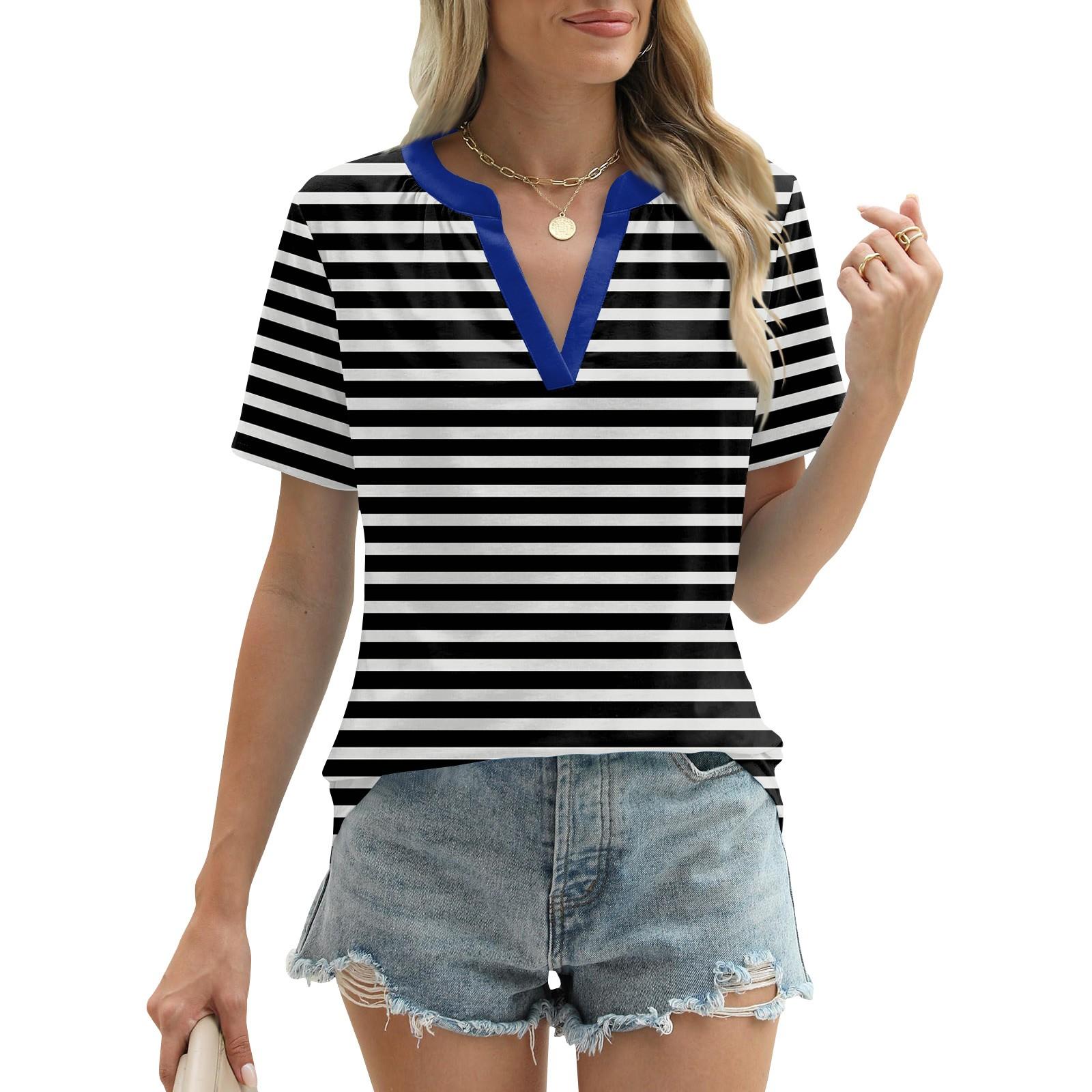 Женские летние топы с короткими рукавами и V-образным вырезом — фото 3