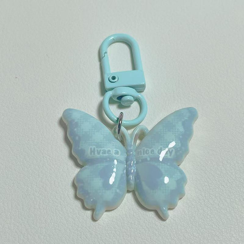 Colorful Butterfly With Colorful Letters Keychain Pendant Earphone Hanger Women Couple Keychain Bag Pendant Backpack Accessories