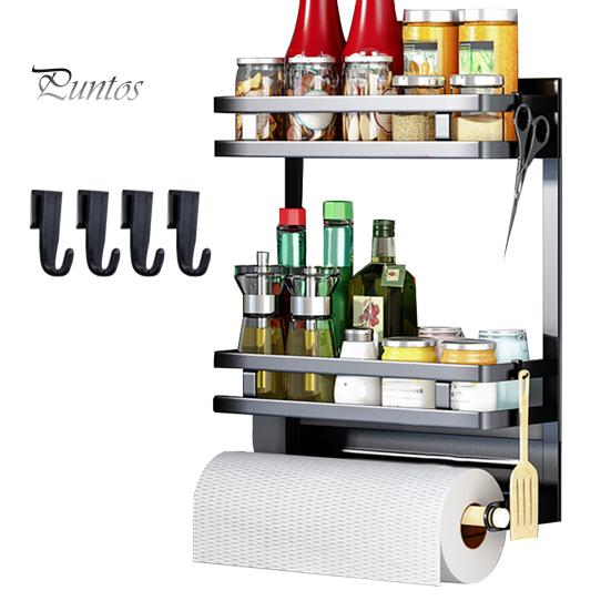 

Магнитная стойка для хранения с держателем для бумажных полотенец. Прочная несущая способность. Простая установка. Кухонный органайзер. Полка для специй. Держатель для рулонов полотенец. L чёрный