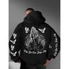Faith Hoodie Praying Hands Dove Cross Graphic Only God Can Judge Me Back Sleeve Print Fleece Sweatshirt