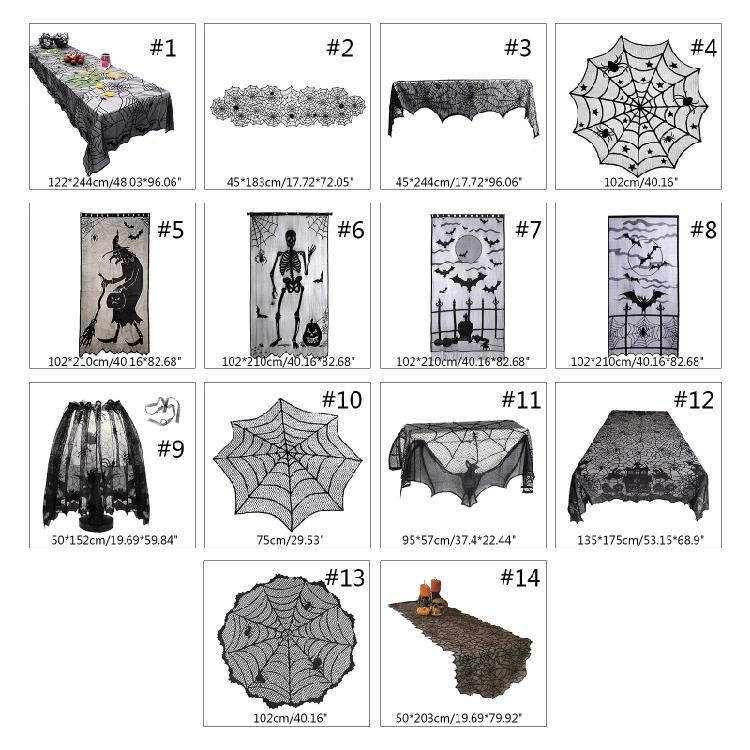 Halloween Decorative Table Cloth Black Lace Spider Holiday Party Backdrop